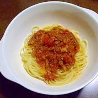 赤ワインで煮込んだミートソーススパゲティー